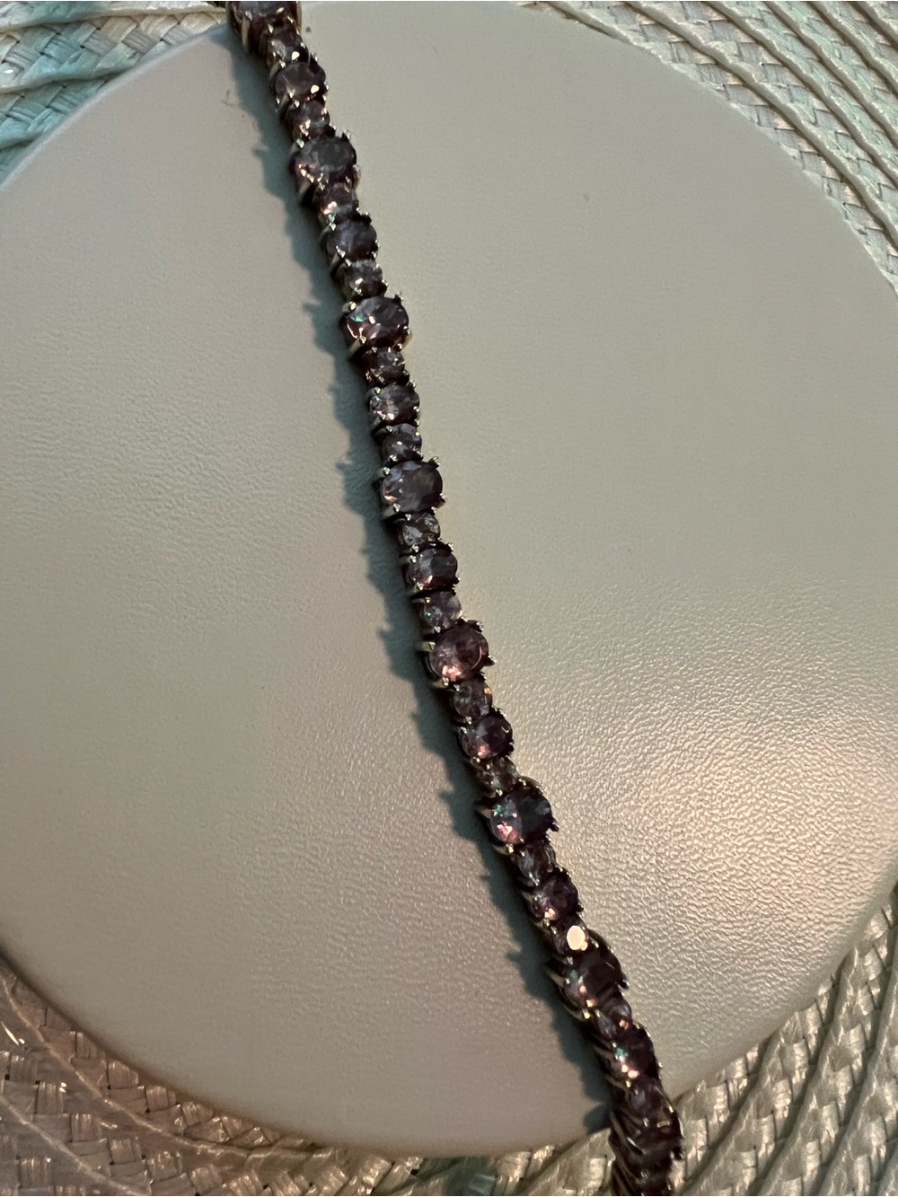 VINTAGE GOLD FILLED over STERLING LAB MORGANITE TENNIS BRACELET
